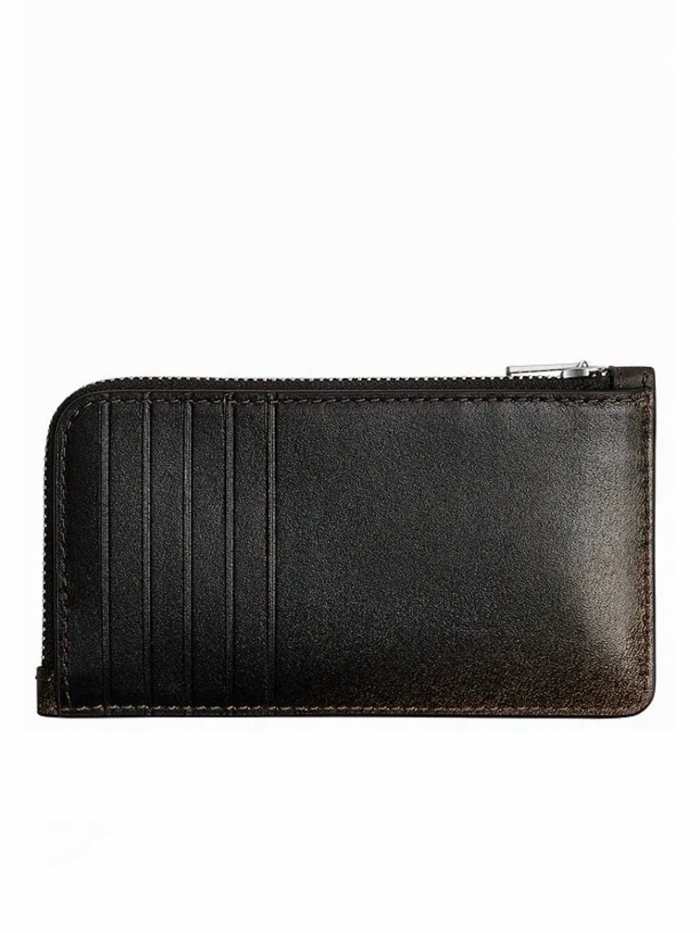 Coach New York Zip Card Case in Ruboff Glovetanned Loved Leather Black/Brown NWT - Picture 8 of 16